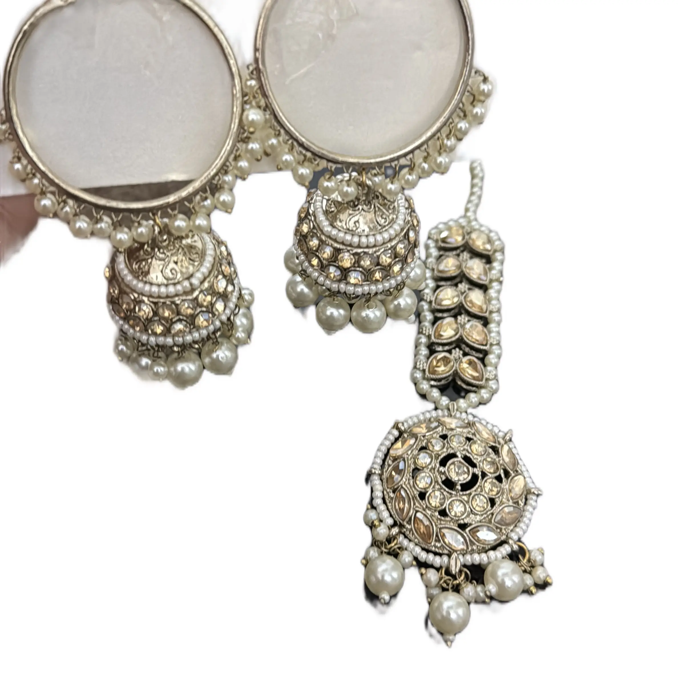 Polki tikka and jhumki set for women - beautiful jewellery - lightweight