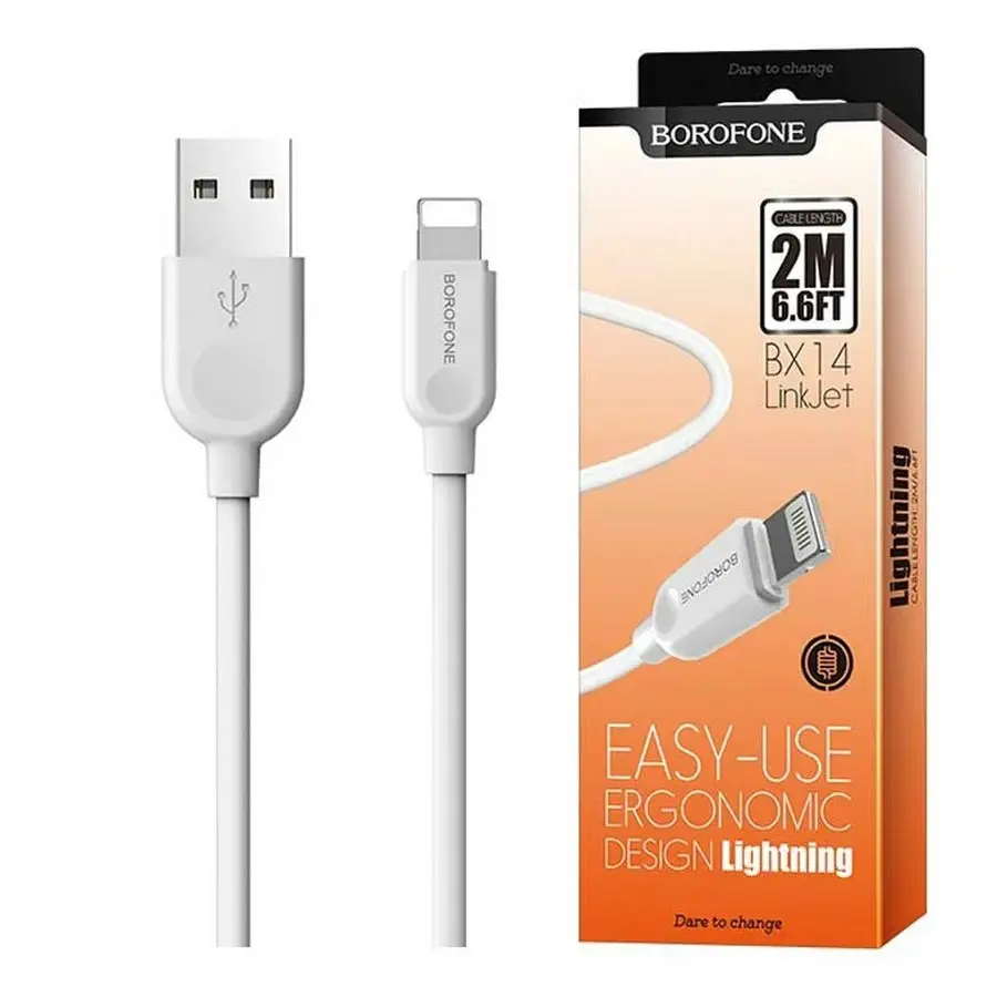 BOROFONE BX14 LinkJet USB - Lightning, 2.4A, 1 M for Charging and Data Transfer - Durable Cable