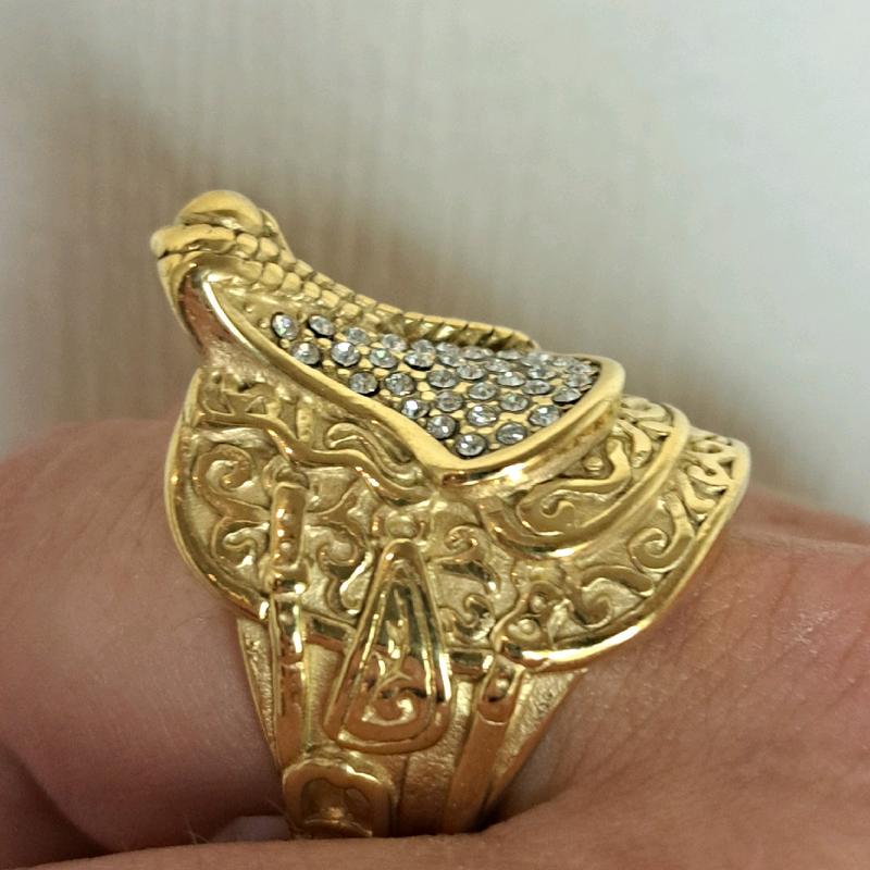 XXL heavy saddle ring. gold plated and stainless Steel. different sizes available. 3