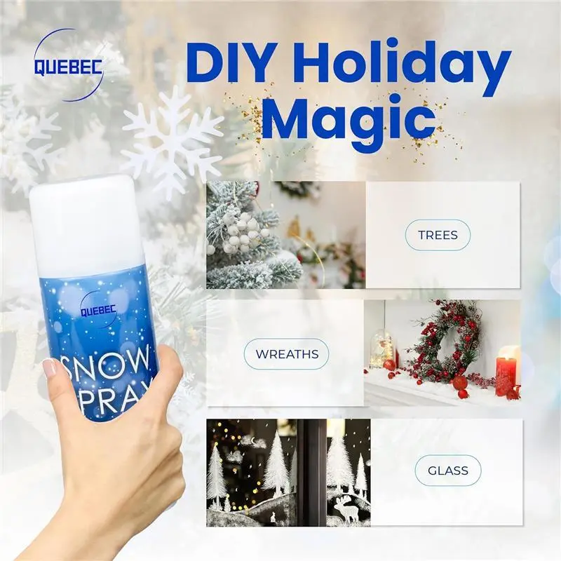Quebec Artificial Snow Spray Set of 2 Cans – Ideal For Decorating Christmas Trees, Windows, Glasses, Wreaths Or Simply Having Fun With The Friends - Unleash Winter Magic In Any Season – (85 Ml Can) Tapestry Gifts Decorative Fruit 2
