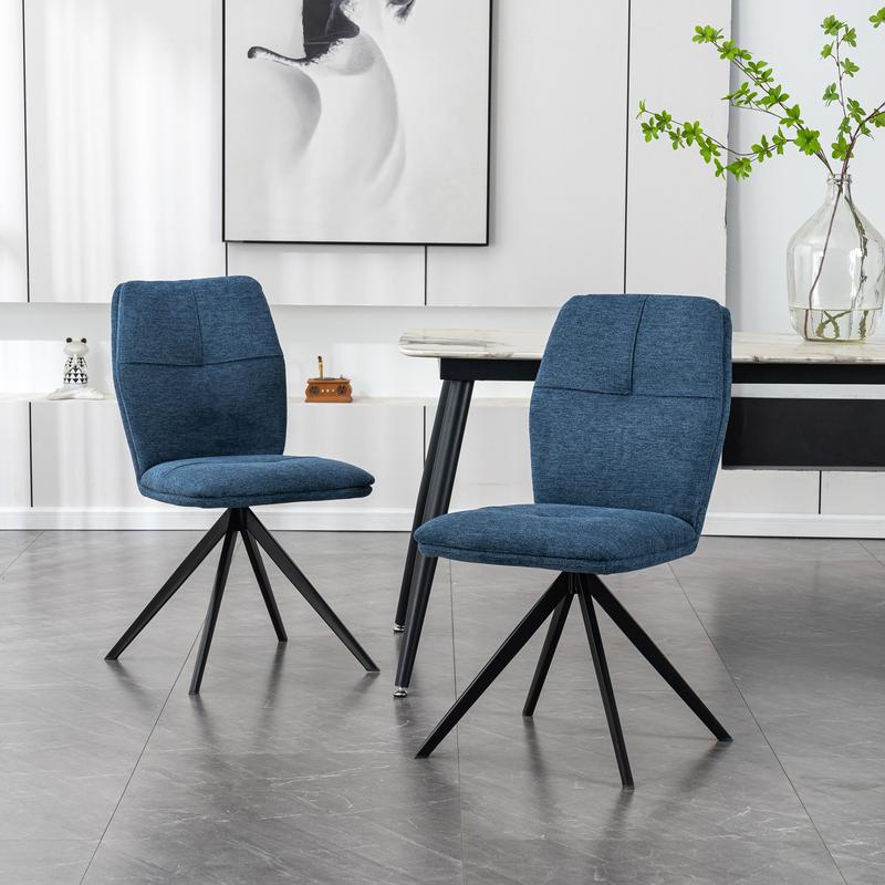 Set of 4 Luna Modern Fabric Dining Chair Padded Seat Metal Legs 1