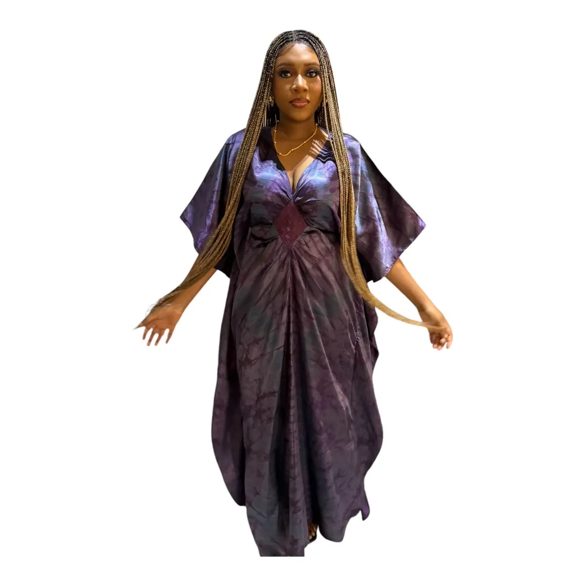 Silk Adire bubu sustainable fashion Womenswear Comfort Long Sleeve Maxi Lady Breathable Casual Comfortable Clothing Lightweight Everyday Piece Fit