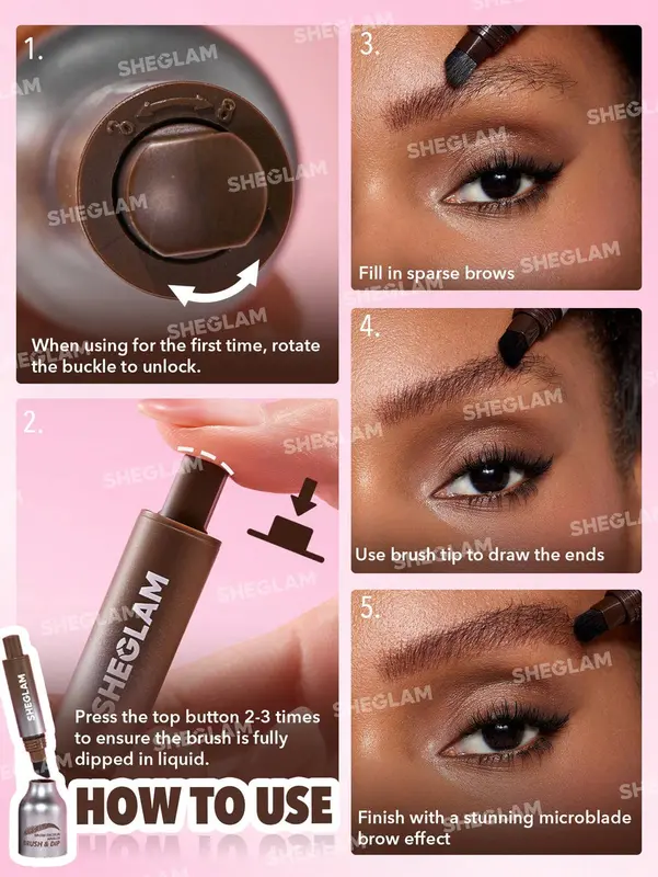Brow-Fection Angled Brush & Dip-Espresso Hair-Like Strokes Liquid Eyebrow Gel Pen - Natural Shaping, Outlining, Filling - Long Lasting, Quick Drying Eyebrow Makeup - Eyeliner Lipliner Cosmetic sheglam eyebrow sheglam brow 3