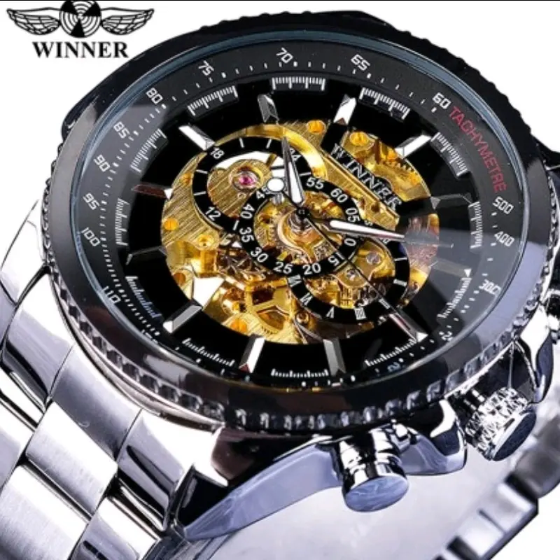 Winner Luxury Automatic Mechanical Skeleton Watch Silver luxury  watch 5