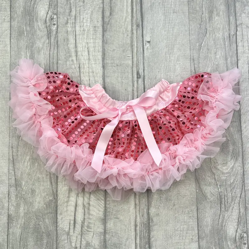 Baby Girls Pink Sequin Tutu Skirt with Bow Detail, Boutique Toddler Party Skirt 6