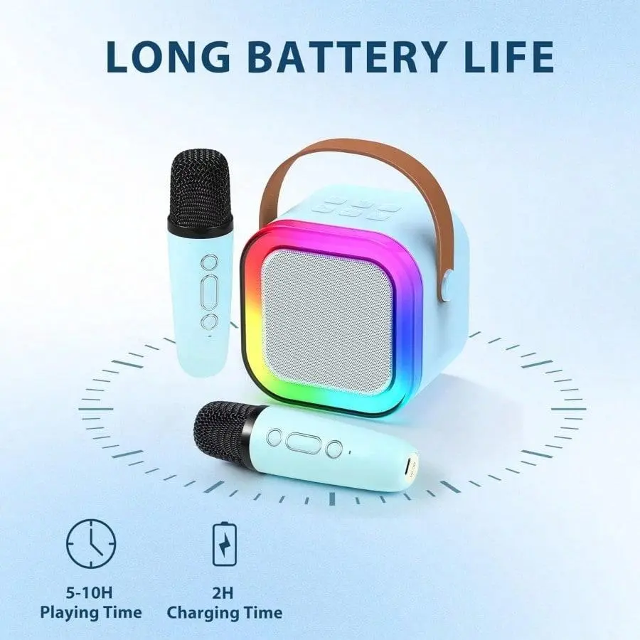 Portable Mini Karaoke K12 Speakers With Two Microphone Song Radios All-In-One RGB Lantern Home Singing Karaoke Wireless Outdoor Speakers Audio Smartphone speakers