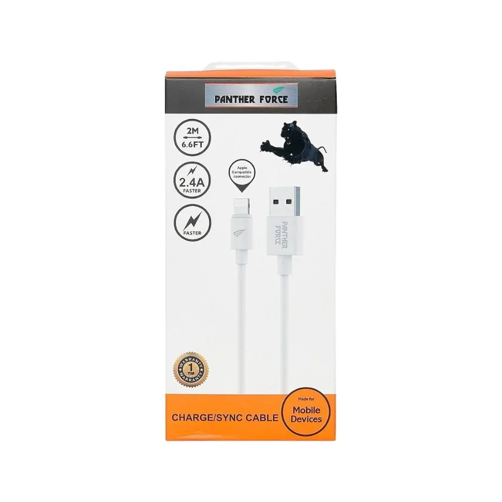 Panther Force 1M Cable for iPhone - High Quality Charger with Fast Charging and Durable Build Cellphone Smartphone Plug Electronic Mobile iphone 14  usb usb