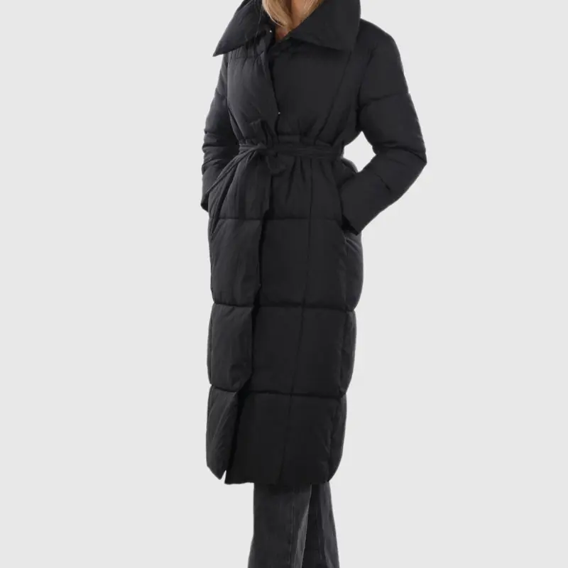 “Elevate your winter wardrobe with the Ayla Padded High Neck Belted Longline Coat! 8