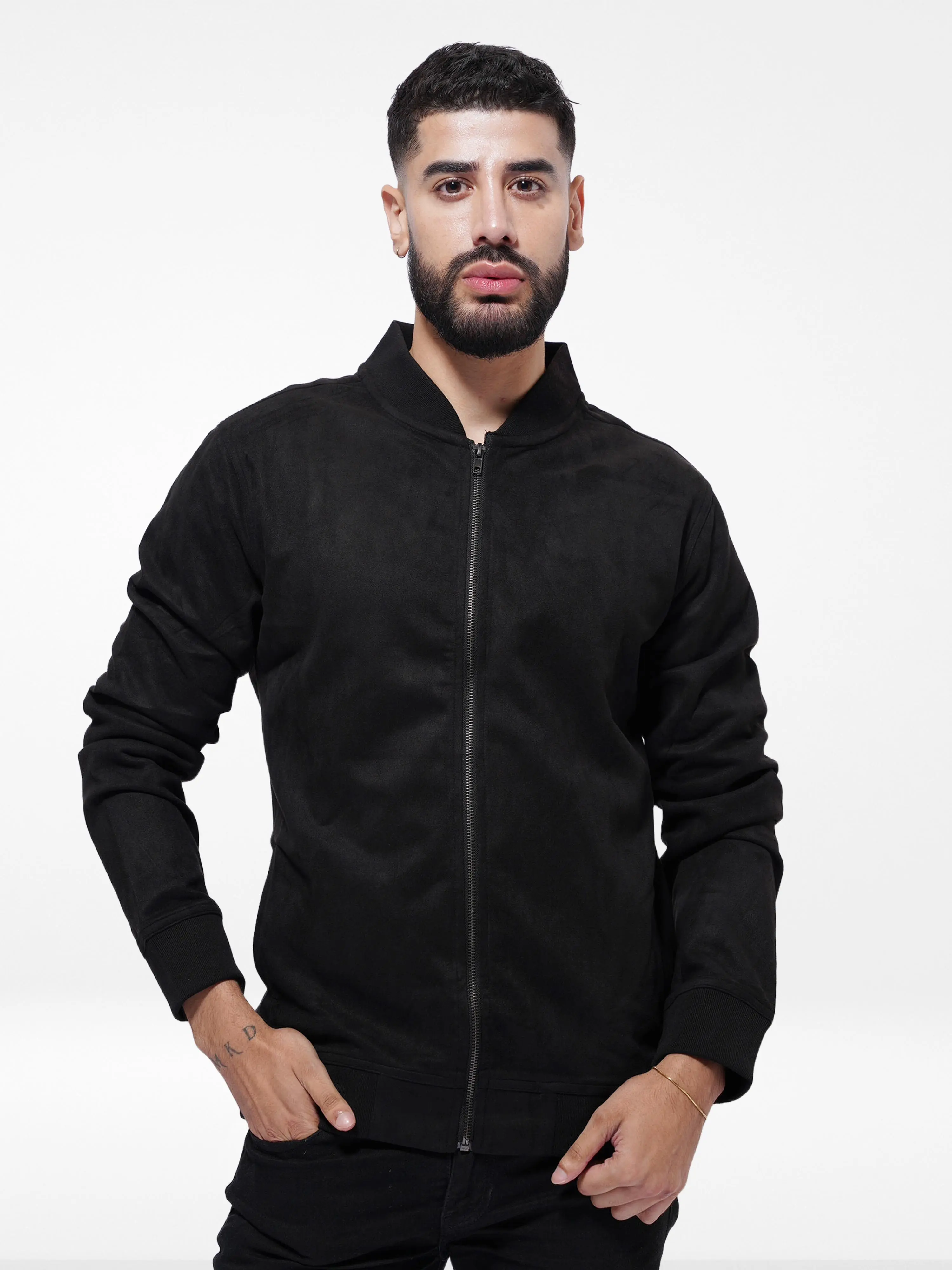 Men Casual Suede Bomber Jacket Classic Fashion Menswear Coats Simple Spandex Tops Fabric Human Long Sleeve Personalized Underwear Longsleeves Wetsuit Beige