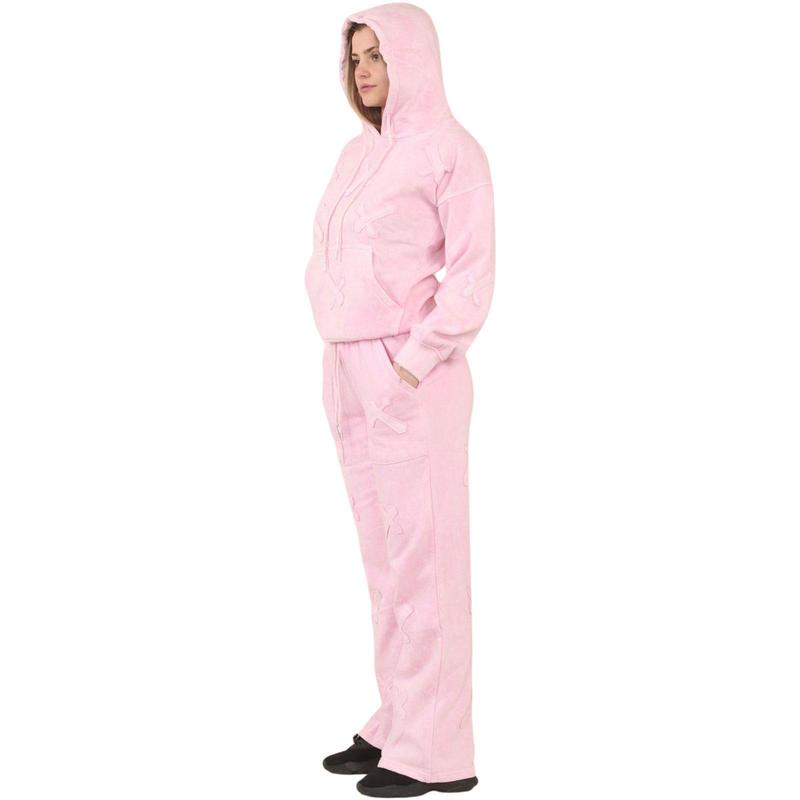 Womens Basic Cross Applique Tracksuit Oversized Drop Shoulder Hoodie Wide Leg Joggers 4