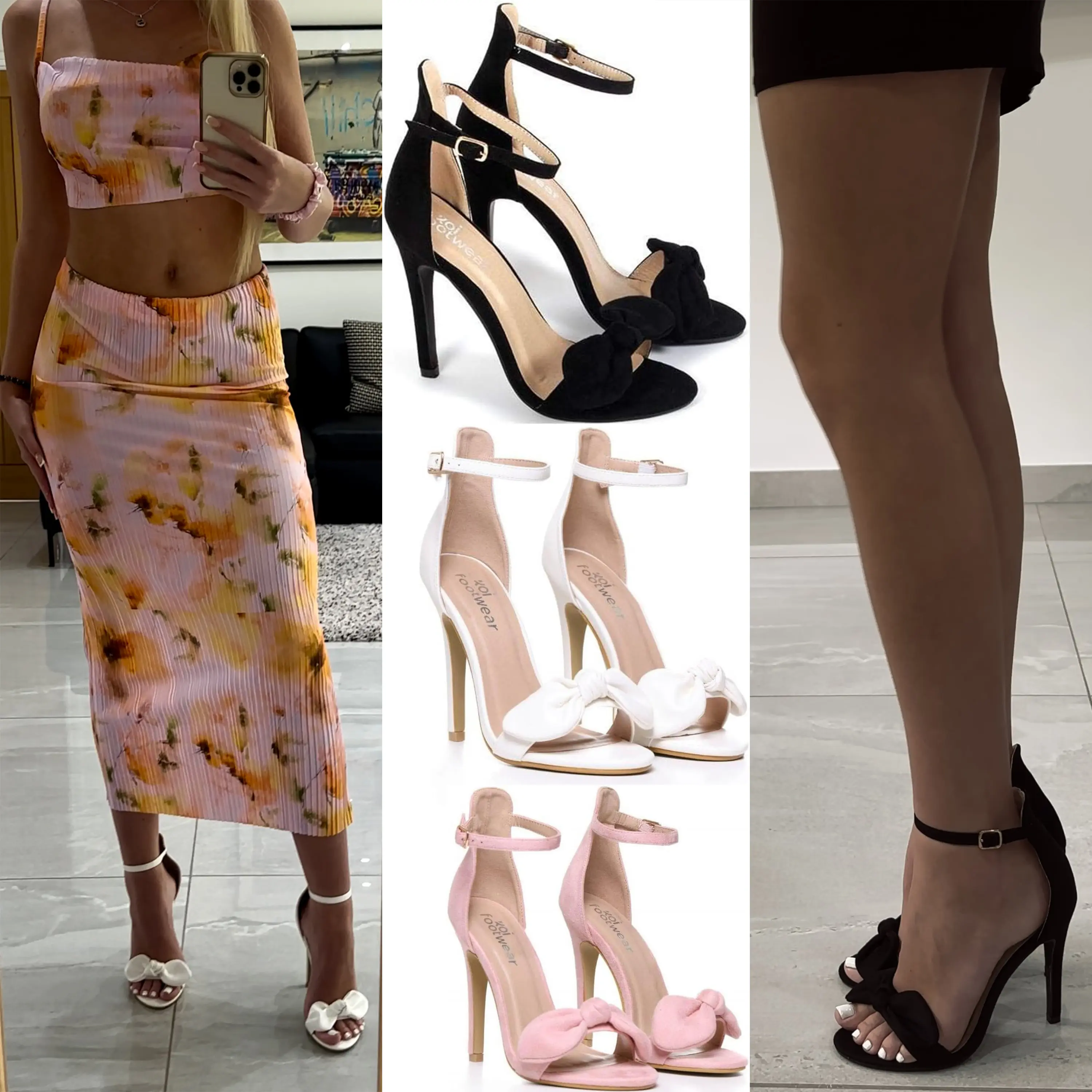Womens Party Bow Detail Stiletto Sandals Ankle Strap Black, White, Pink Size Party Club Wedding High Heels Classy High Heel Heels Stylish Heeled Footwear Shoe Elegant Comfort Weight Walking Shoes Fashion Girl Summer Classic Buckle Decor women comfy going