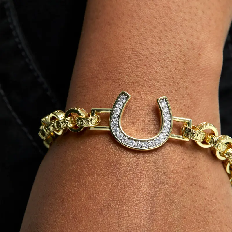 Luxury Diamond Horseshoe Belcher Bracelet 8mm in Gold Premium Quality Elegant Design Perfect Statement Jewelry for Everyday Wear or Special Occasions High-Quality 8mm Gold Bracelet with Unique Horseshoe Charm Timeless Style Durable and Tarnish-Resistant 2