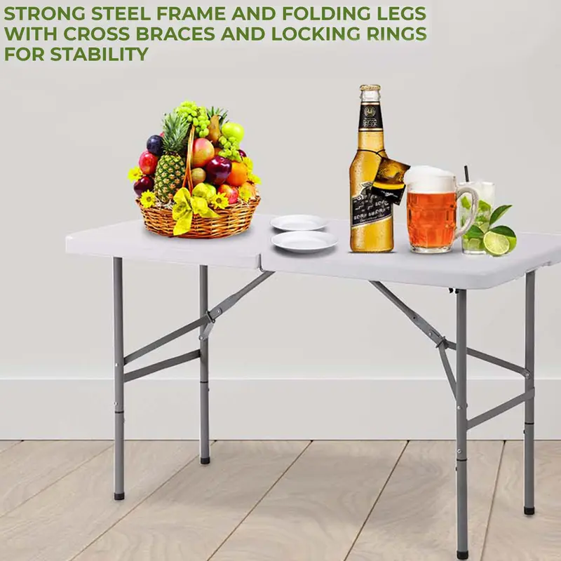 Crystals Folding Table - Strong Steel Frame, 4FT Heavy-Duty, Portable Plastic, Ideal for Outdoor Use 5