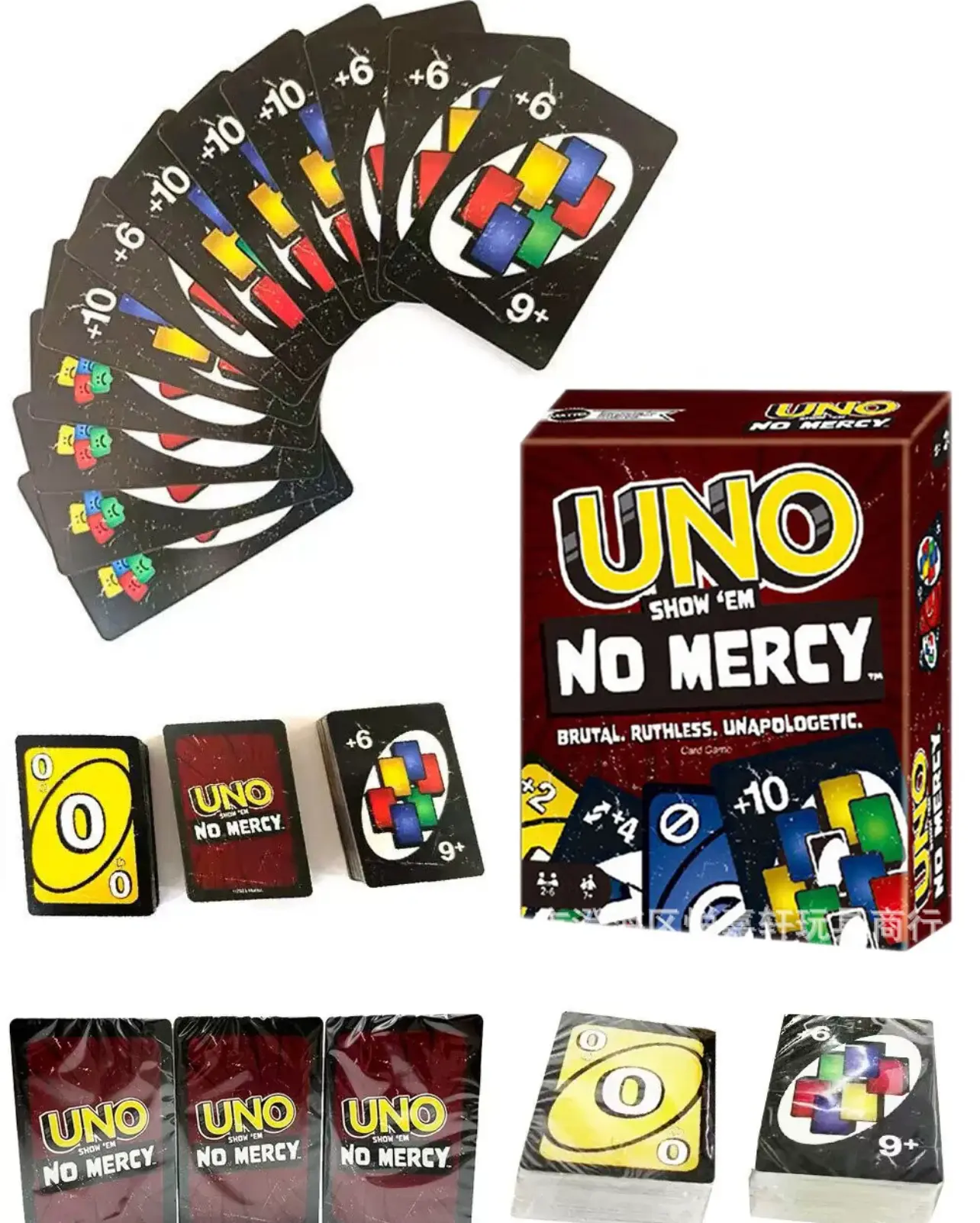 UNO Card Game No Mercy for Party, Family Game, Children, Family & Friends, Birthday Holiday Gift 168 Pcs
