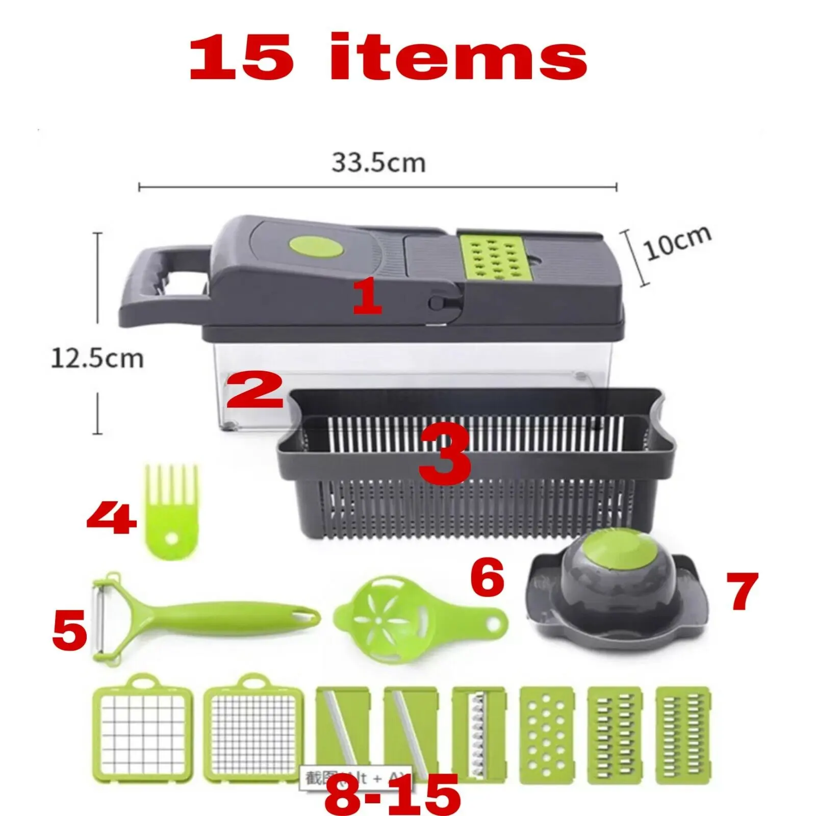 15-In-1 Vegetable Fruit Chopper with Kitchen Stainless Thick Utensils Heavy Duty Lid vegetableslicer
