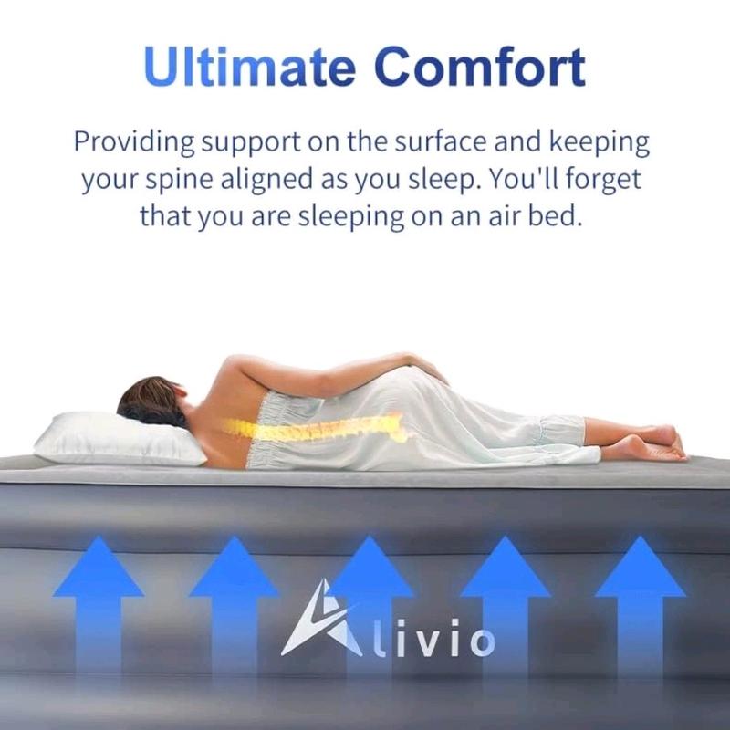 Double Inflatable Air Bed with Built-In Pump, 152 x 203 cm, Dual-Layer Soft Top, External Valve, 48CM High, Durable Construction, Versatile Use 5