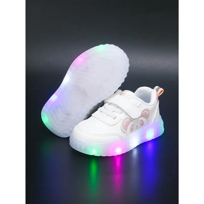 6 Pairs Of Fashionable All-Season Baby & Toddler Girls Shoes, PU Leather Material, White Sneakers, Casual Flats, Cartoon Animal Pattern, Shoe Size 13.5-18.1cm 1