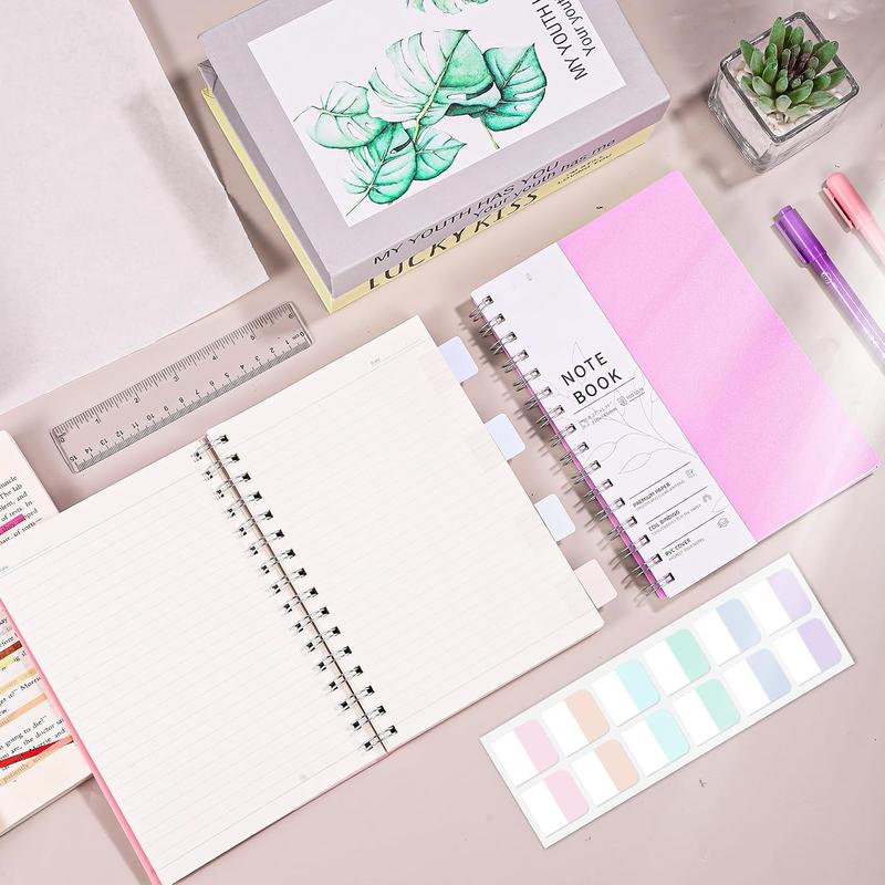 Thxes 2 Pack Notebook A5 Lined, 400 Pages A5 Notepad Spiral Notebook, 100GSM Thick Paper for Women Men Office School, 24 Labels, 14.5 X 21 cm 3