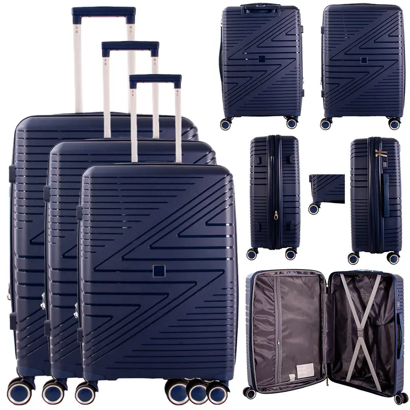 Wow Travel Set of 3 Hard Case Luggage Trolley Suitcase with 4 Spinner Wheels Patterned Durable 4
