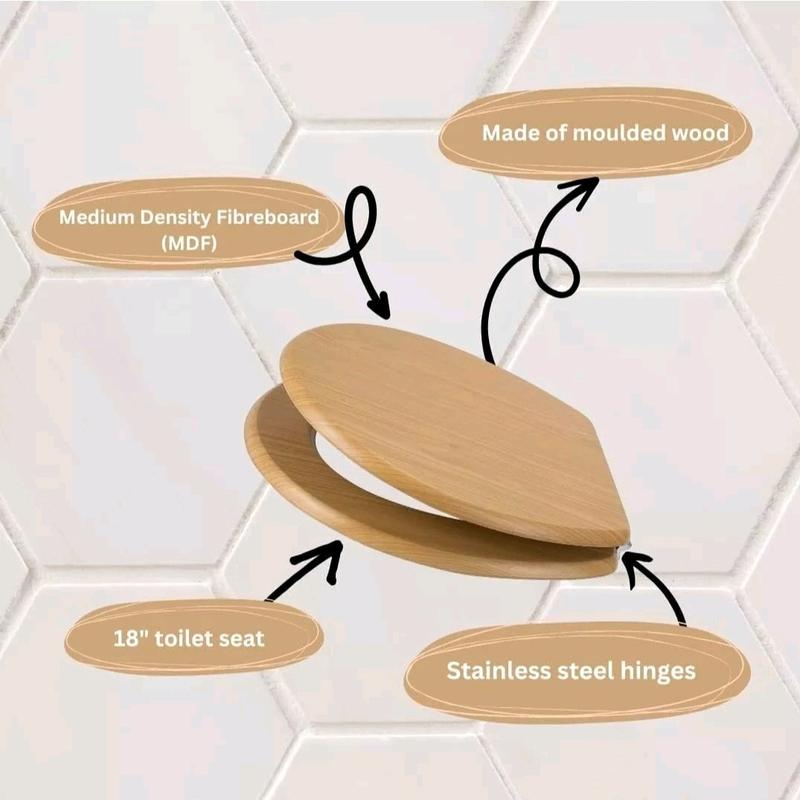 18" Wooden Toilet Seat Oval Heavy Duty Easy Clean 2