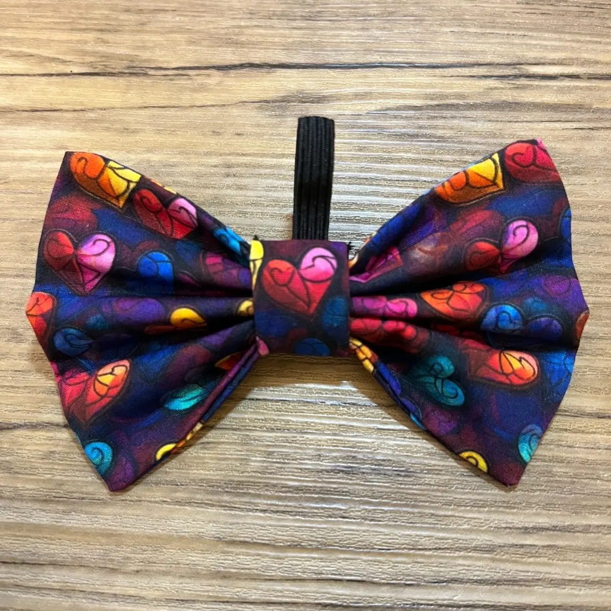 Handmade Stained Glass Love Hearts Dog Bow Tie - Pet Accessory