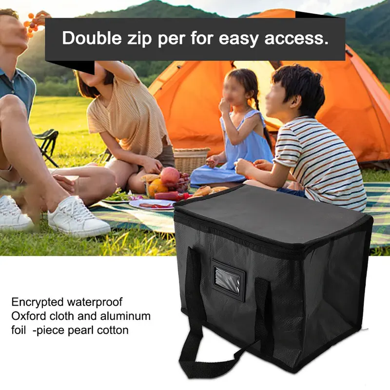 1 Pcs 16L/28L  Delivery Bag, Large Insulated Food Delivery Bag Insulated Reusable Grocery Bags Insulated Pizza Delivery Bags Warm & Cooler Bags for Food & Grocery Delivery Bag Hold 3