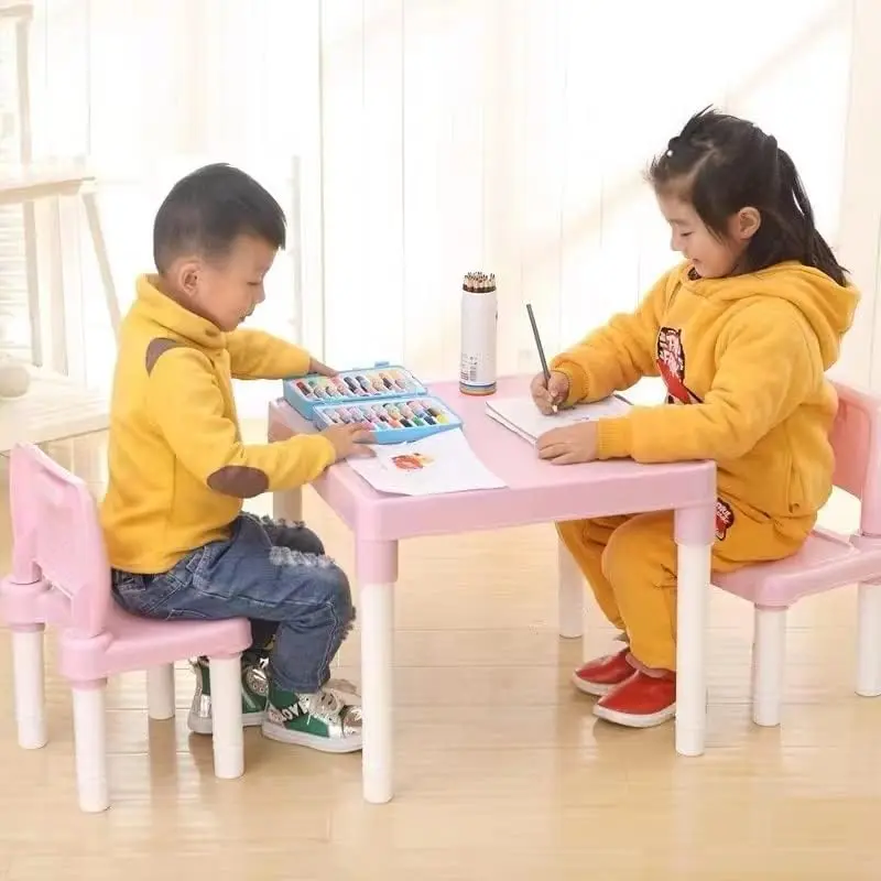 ABC Alphabet Plastic Children's Table and Chair Set for Toddlers and Kids (Blue, Pink) Special Gift for Toddlers 4