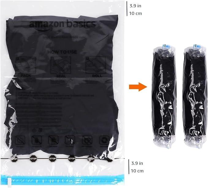 Roll-Up Travel Storage Bags, Zipper, 12 Count, 2 Pack of 6 (Small, Medium), Transparent 3