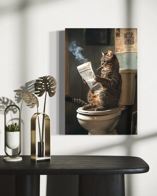 Unframed Painting, 1 Piece Cool American Bobtail Cat, Wall Art Print, Waterproof, Made In French Velvet, Bathroom Decor, Bedroom, Home Decor, Canvas Print, Poster Decoration Photo Wall Artistic, Animal Print, Canvas, Home Improvement 4