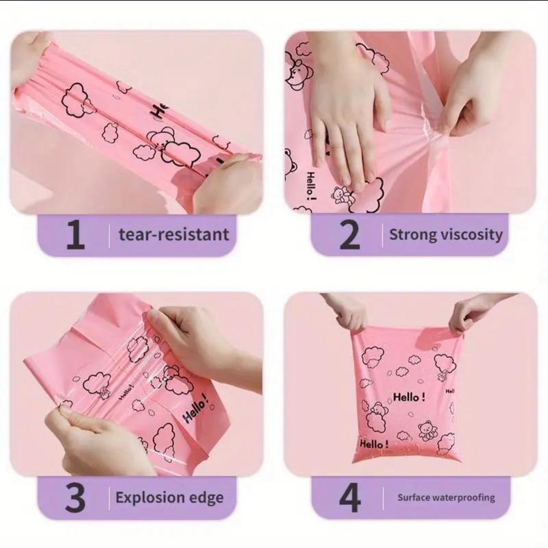1 Roll Of 10pcs Logistics Packaging Waterproof Bags, Thickened Express Packaging Bags, Colorful Packaging Bags, Thickened Waterproof Express Bags With Cartoon Printing, Clothing And Decoration Packaging 4