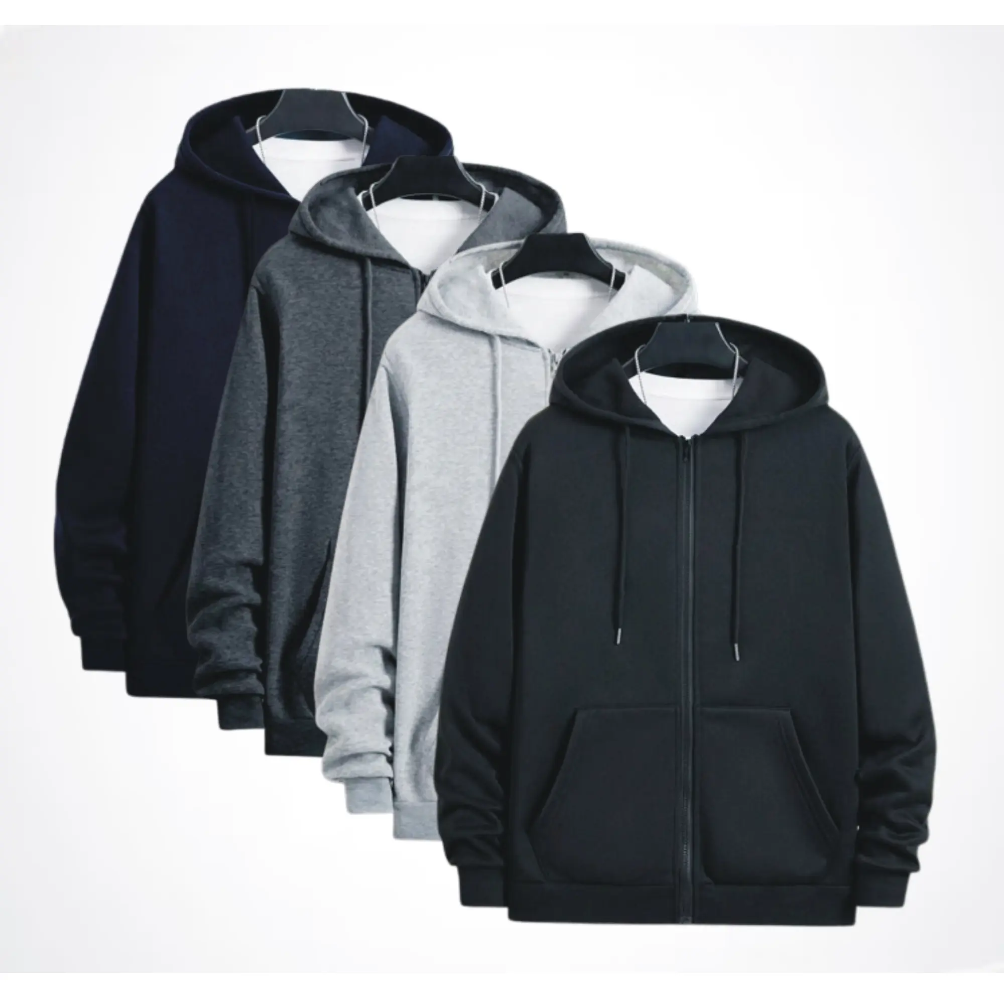 PACK OF 4 New Mens Plain FLEECE ZIPPER Hoody Sweatshirt Gym Jumper Hoodie