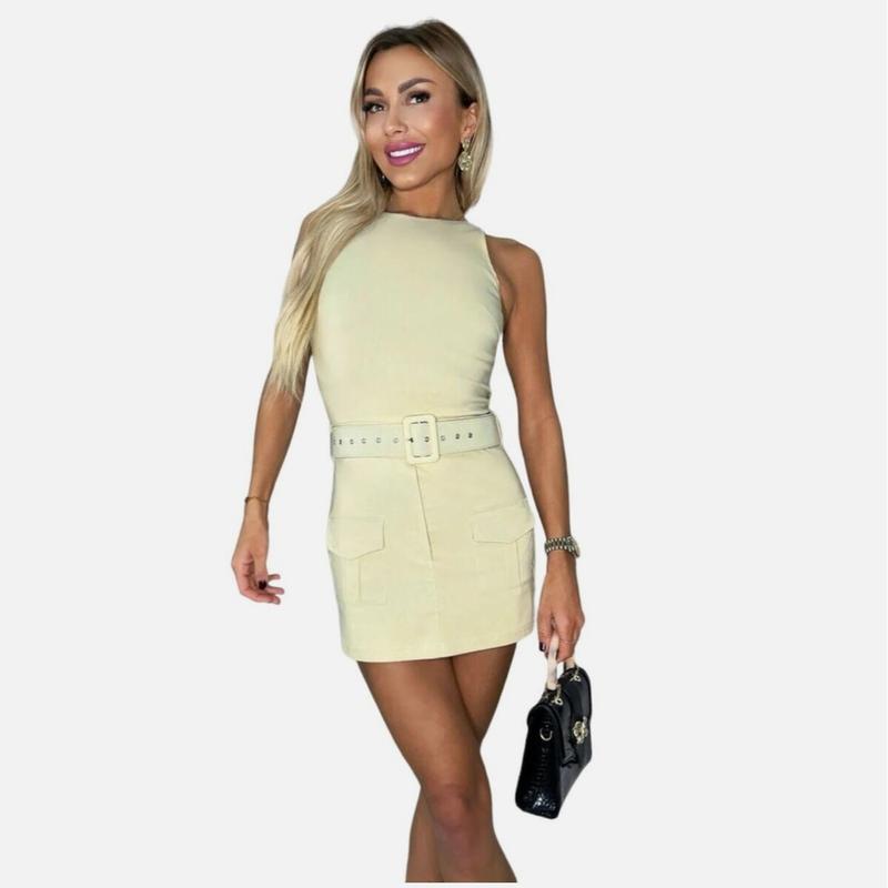 Ladies Sleeveless Cargo Skort Belted Play Suit UK S-2XL 3