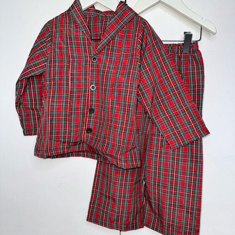 Girls and Boys Matching Tartan Christmas Pyjamas for Kids 1