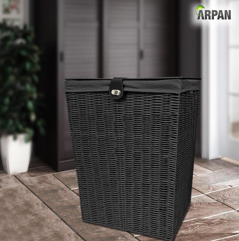 Arpan Resin Laundry Clothes Basket with Lid and Lining Storage Basket with Removable Lining Organiser 6