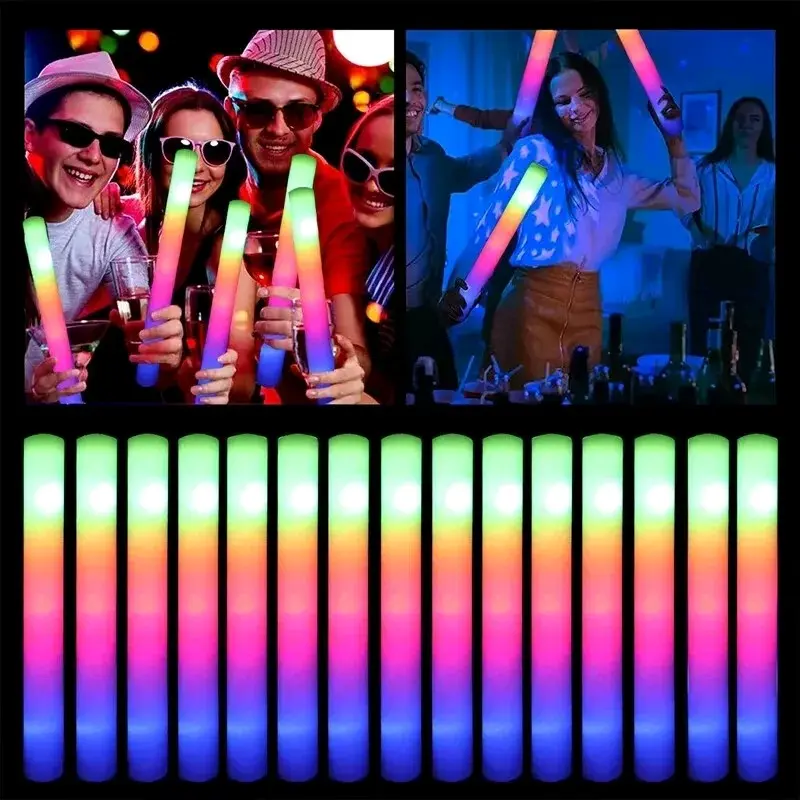 30 LED Foam Glow Sticks Party Wedding Flashing LED Light Stick Light-up Wand Party Decor Wedding Birthday Shows Concert LED Light 0