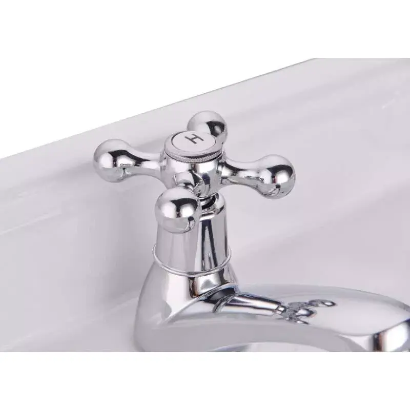 2X Twin Taps Set Hot and Cold for Traditional Bathroom Basin Sink in UK 6