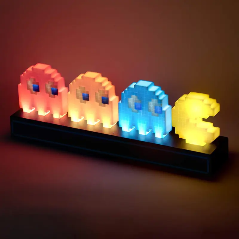 Pac-Man LED Night Light 3 Modes Colorful Pixel Game 3D Icon Light USB Rechargeable Anime Atmosphere Table Lamp Ornaments Toys 8