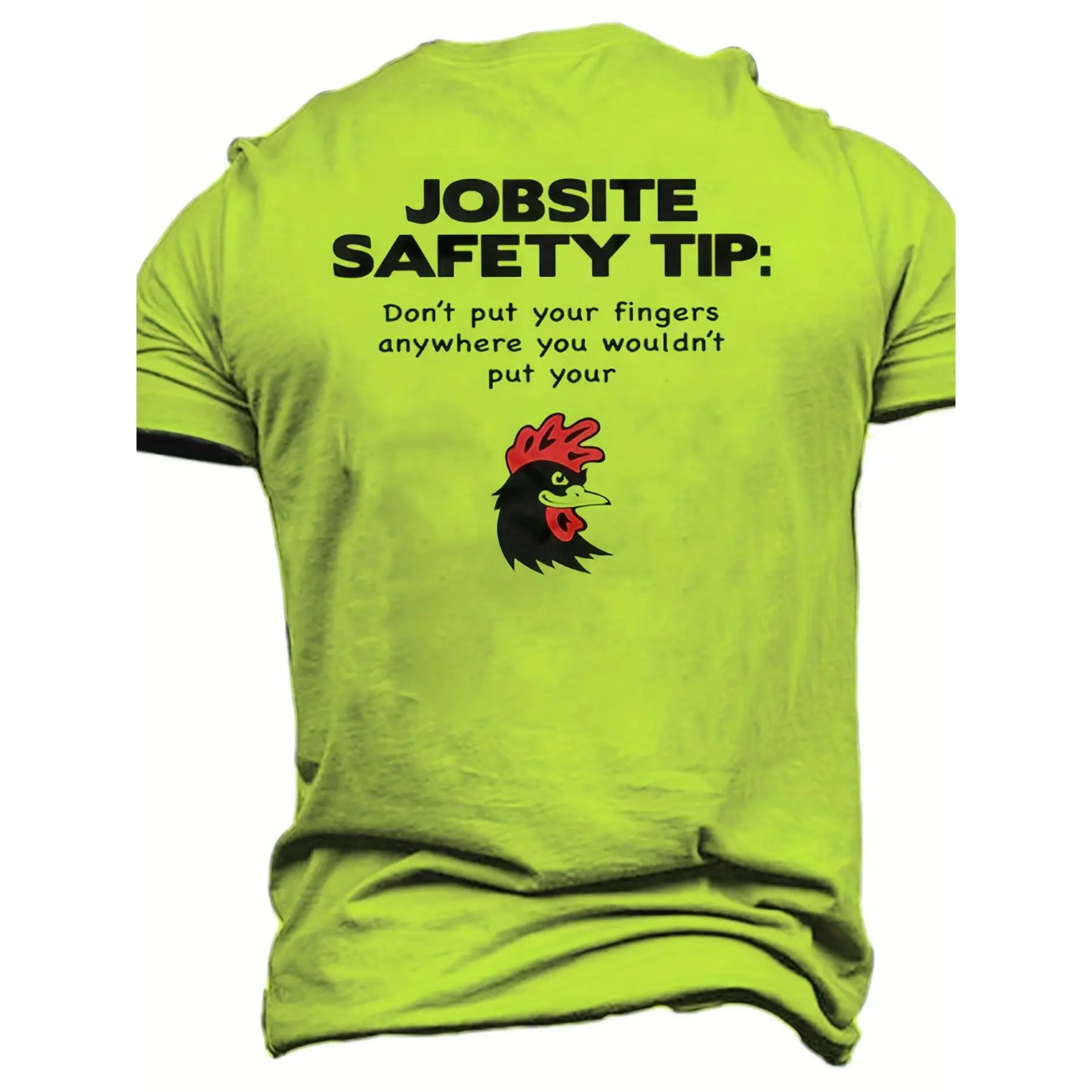 Men's Funny Jobsite Safety Tip Print T-Shirt - Comfortable Graphic Tee for Summer, Perfect for Work or Play