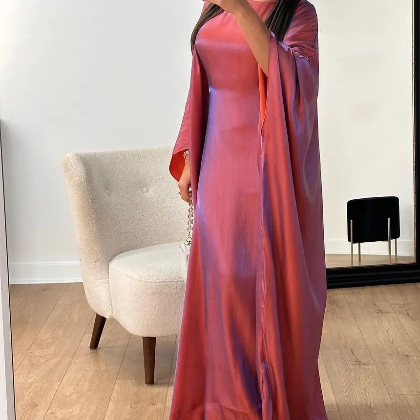 Batwing/Farasha type abaya with inner belt-velvet satin