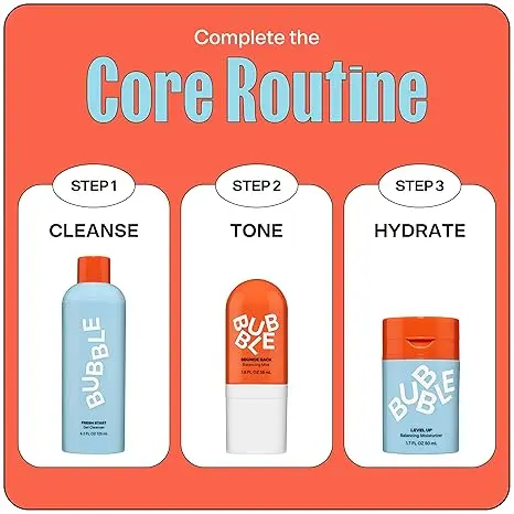 Bubble Skincare Bounce Back Balancing Facial Toner Mist - Hydrating Toner Spray + Pore Minimizer Made with Sea Water and Niacinamide to Help Improve Texture & Radiance (55ml) Moisture Moisturizer Daily Comfort Hydrate Moisturizing 5