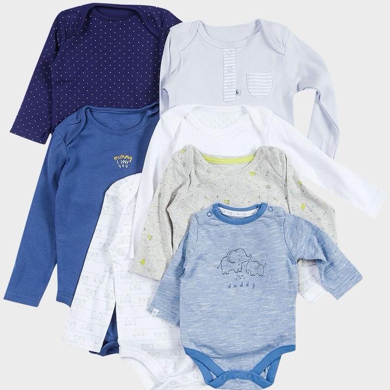 Baby Boy 5 Pieces Quarter Sleeve Body Suit in Lovely Colours and Assorted Designs - Perfect for Your Little Prince cute 1