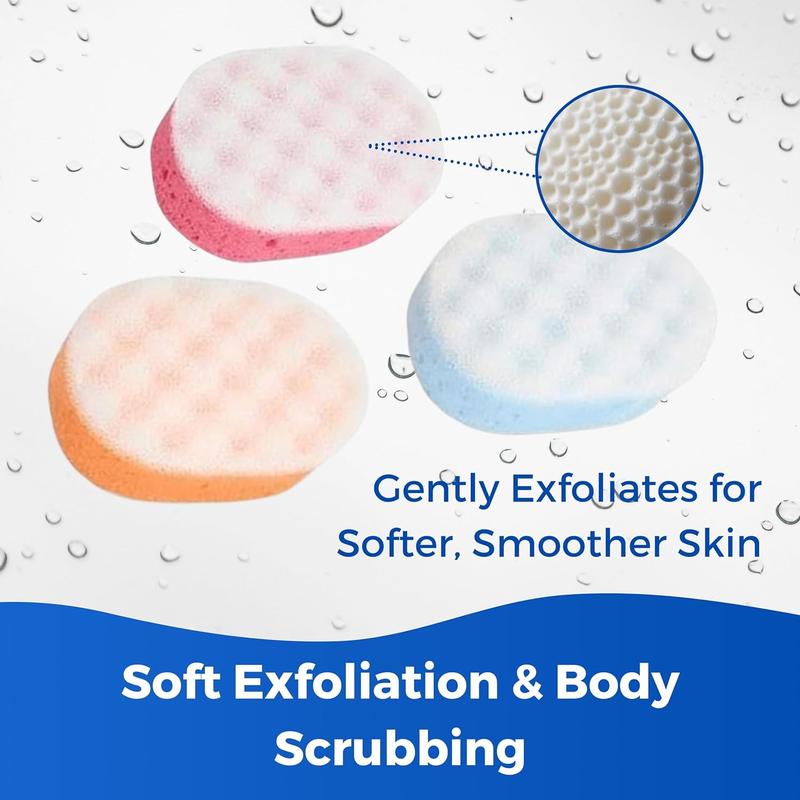 3 x Single Pack Of Coral Bath Massage Sponges Multi Color Family Pack Accessories Household 7