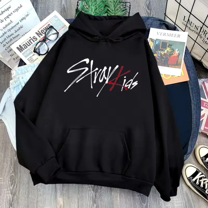 Aesthetic stray kids Hoodies Casual Hip Hop Streetwear Sweatshirts Hoody Men Long Sleeve Hoodie harajaku 1