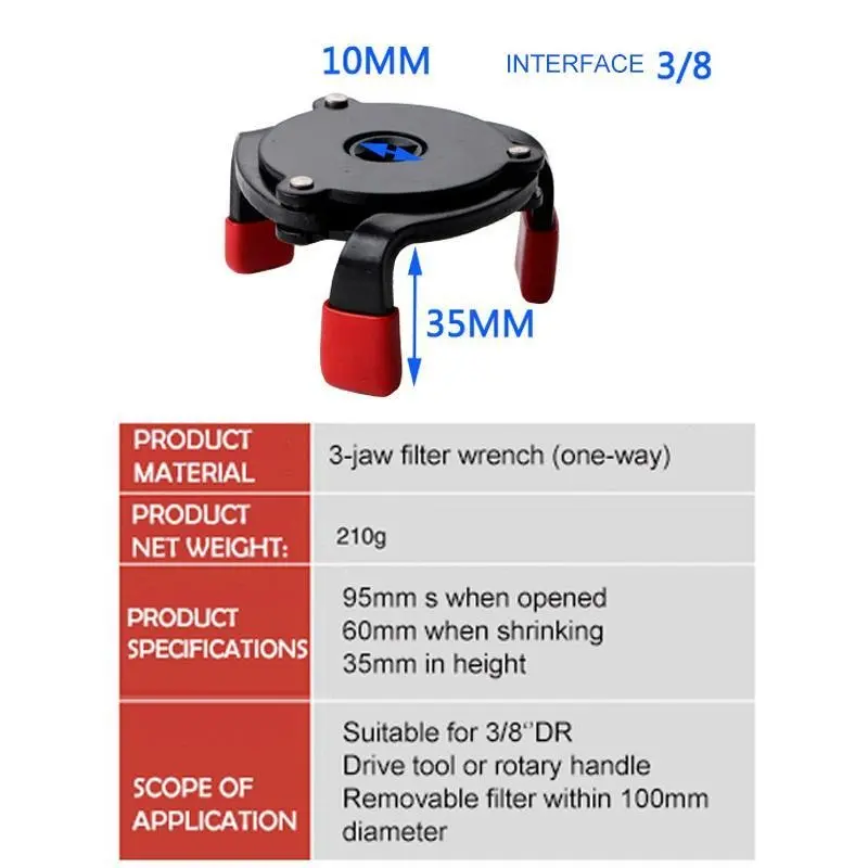 【2025】3-claw Oil Filter Removal Tool, Universal Car Oil Filter Removal Tool, Portable Car Oil Filter Wrench Tool 8