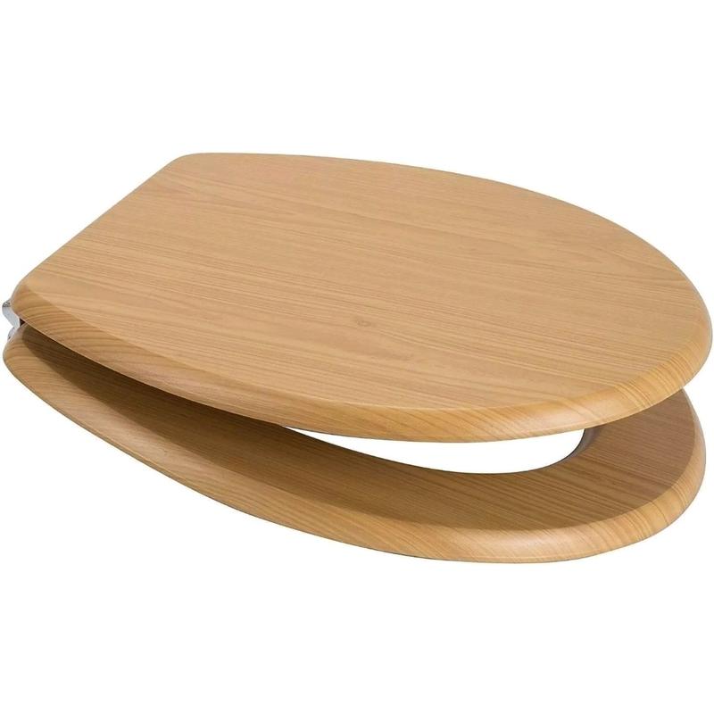 18" Wooden Toilet Seat Oval Heavy Duty Easy Clean 0