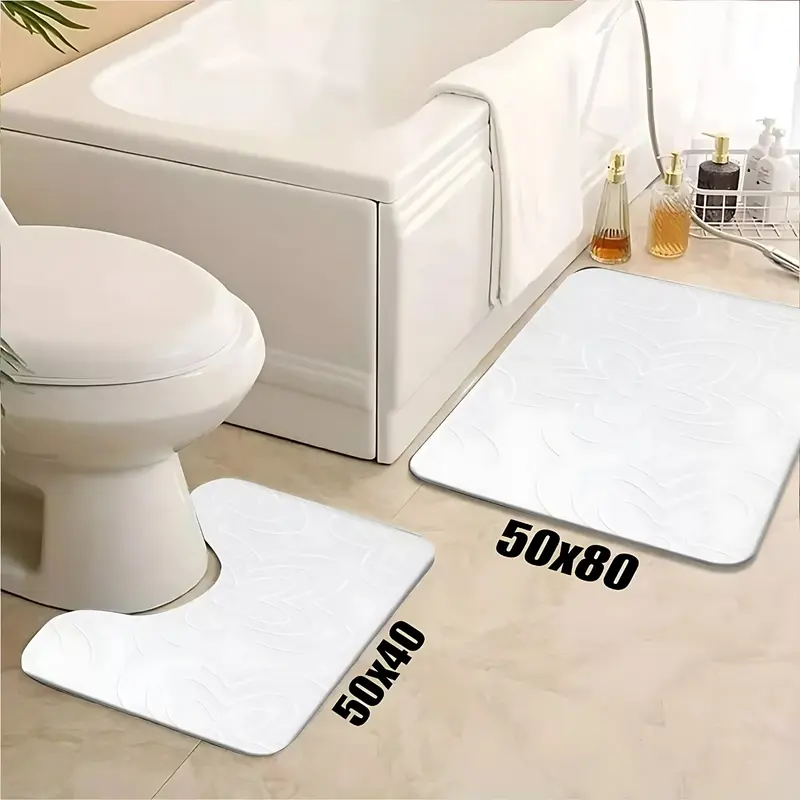 2-Piece Memory Foam Bath Mat Set - Extra Soft, Non-Slip, Super Absorbent Bathroom Rugs, Machine Washable bathroom  accessories wudu  mat  bathroom 8