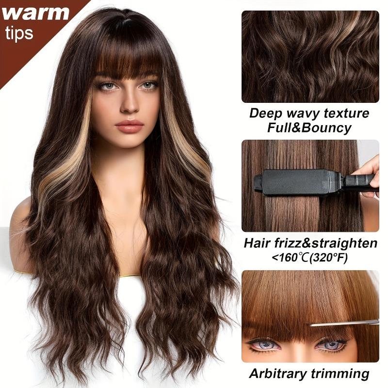 Highlight Long Curly Wavy Wig Synthetic Wig Beginners Friendly Heat Resistant Elegant For Daily Use Wigs For Women 2