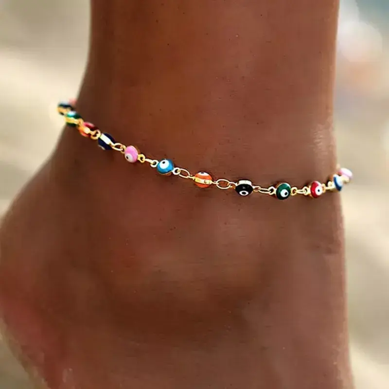 Evil Eye Beads Anklet Lucky Turkish Ankle Chain Gold/Silver Summer Beach 0