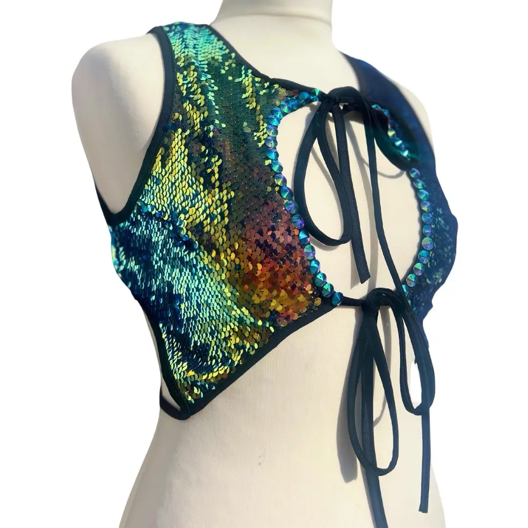 Mermaid Sequin Festival Crop Top for Eras Concert Fashion & Dance Costume