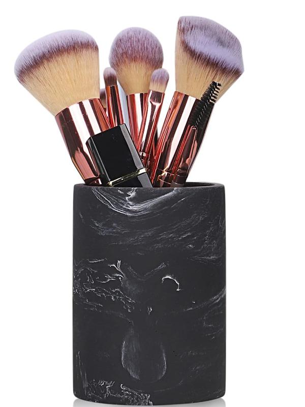 Black Marble Look Toothbrush Cup - Electric Toothbrush and Toothpaste Holder - Organizer Makeup Brush and Razor - Bottles 2